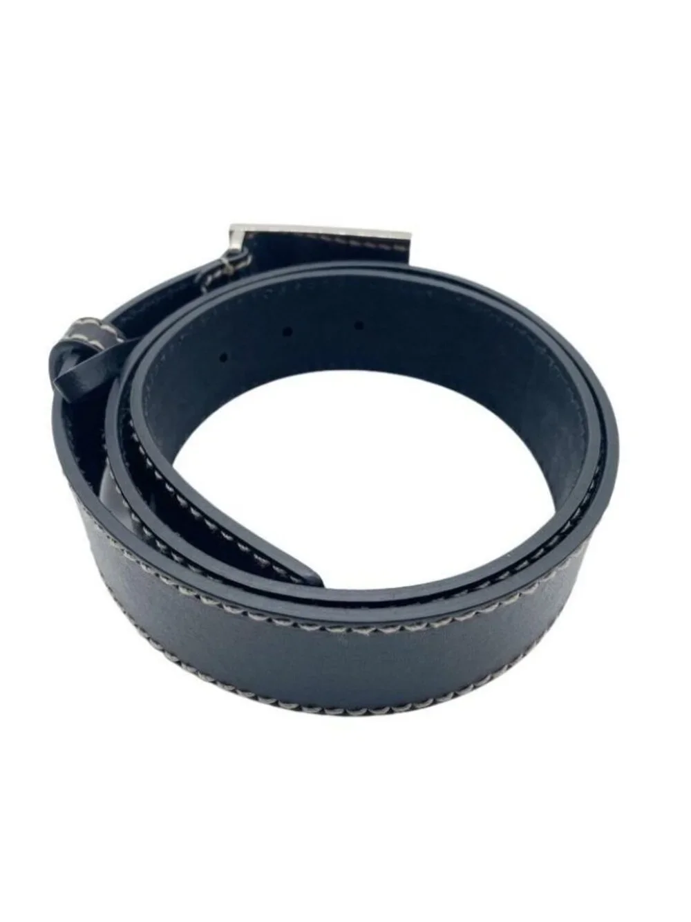 Gucci Belt Crest Plate Black Leather Silver 85